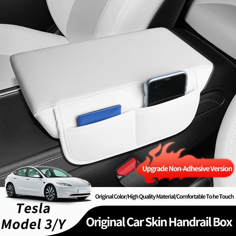 

Автомобильный подлокотник, коробка, кожаная подушка с функцией хранения, аксессуары для внутренней тюнинга для Tesla Model 3 Highland/Y Model Juniper