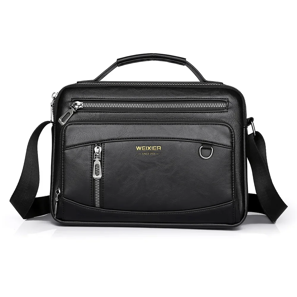 Men's Multi-Pocket PU Crossbody Bag - Portable Shoulder & Handbag for Business, Travel, Tablet & Documents Storage