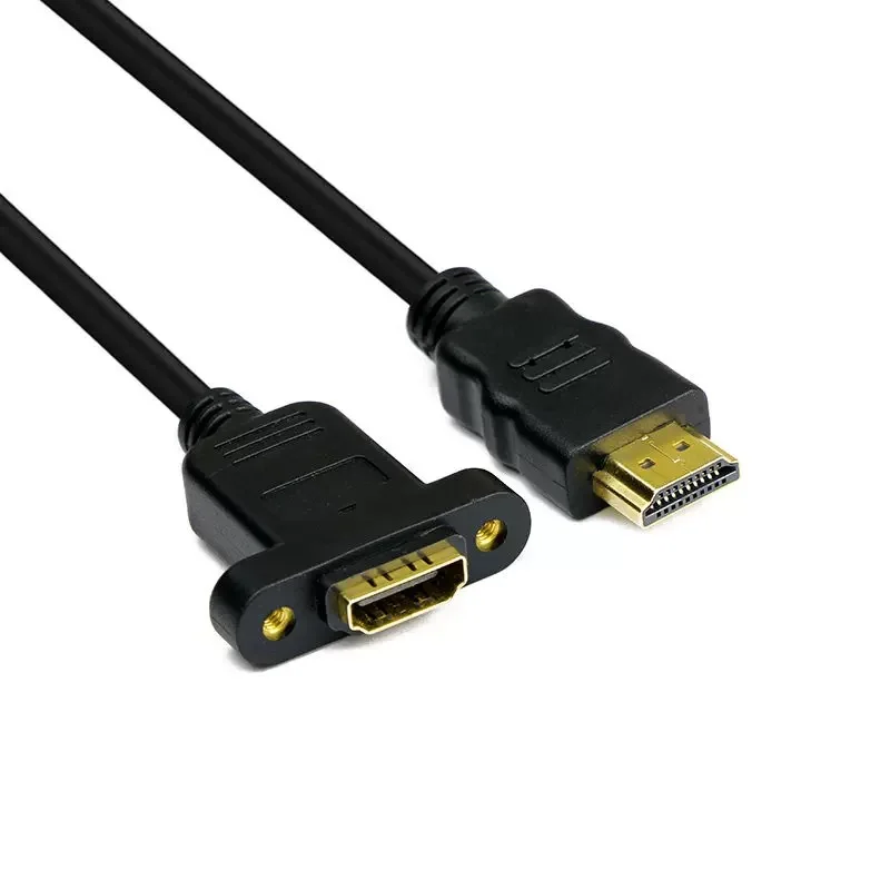 HD-A 1.4V 19pin Male To HDMI-compatible Type A Female Extension Cable With Screw Hole Lock Panel Mount 30cm-150cm 1ft-3ft