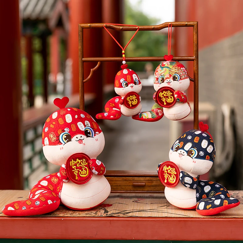 Snake Year Mascot Plush Doll Cartoon Lucky Zodiac Snake Plush Toys Chinese New Year Decoration 2025 New Year Gifts