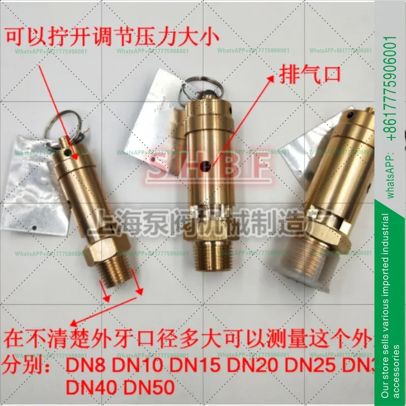 Air compressor safety relief valve A28X-16T all copper spring type thread