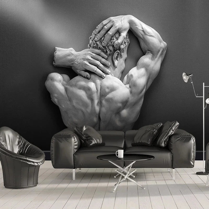 Customized Photo Wallpaper European 3D Relief Figure Sculpture Mural Black White Living room TV background bedroom restaurant 8d