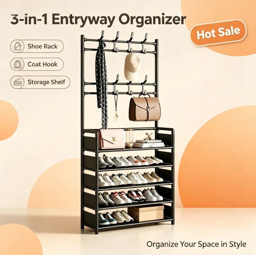 Multi‑Tier Door‑Hanging Shoe Hat Rack - Simple Assembly Household All‑in‑One Multi‑Function Storage Cabinet for Domestic Use