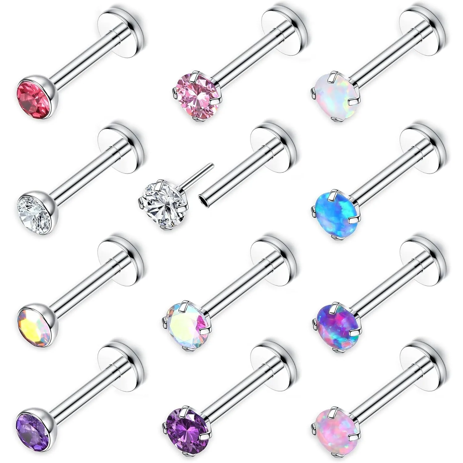 

Drperfect Surgical Steel Nose Studs Set for Women Men Threadless Push in Nose Stud Lip Tragus Lip Medusa Helix Piercing Jewelery