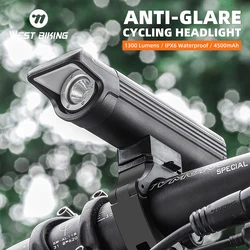 WEST BIKING-luz LED para bicicleta, faro delantero de aluminio, ultraligero, recargable tipo C