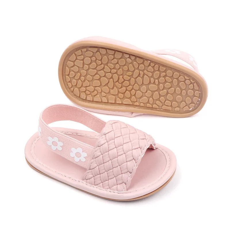 Baby Sandals Summer Outdoor Hook-Loop Flat Rubber Sole Anti-slip Toddler First Walkers Infant Shoes