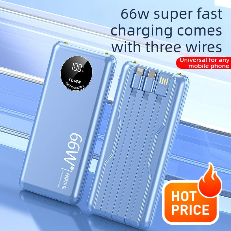 

Портативное зарядное устройство 66W Fast Power Bank 20000 мАч 5V 65W с большой емкостью и встроенным аккумулятором