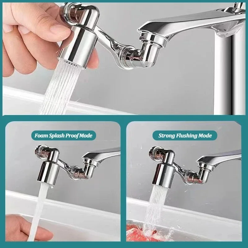 1440° Rotatable Scalable Metal Faucet Aerator Bathroom Tap Splash-proof Bubbler Faucet Filter Nozzle Tap Saving Water Extender