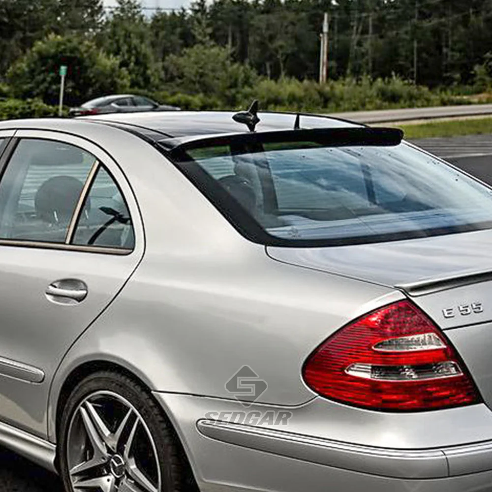 For 2003-2009 Mercedes Benz E CLASS W211 Trunk Spoiler & Roof Wing High Quality ABS Glossy Black Top + Tail Rear Spoiler