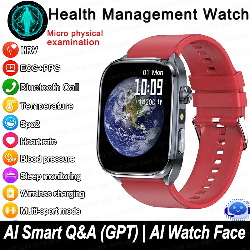 2025 nouvelle montre intelligente de santé ECG précise 2.03 pouces analyse cardiaque analyse du sang lipïde sang BP BT appel montre intelligente pour hommes femmes