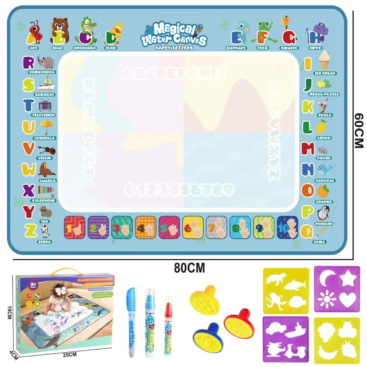 بساط رسم مائي سحري للأطفال، بساط تلوين دودل مع أقلام سحرية، لعبة لوحة رسم تعليمية من مونتيسوري هدية #4