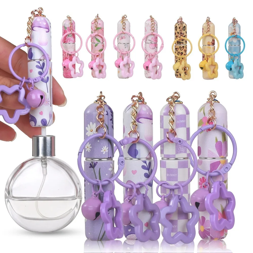 

5ml Cute Perfume Atomizer Keychain Refillable Bottom Filling Spray Bottle Portable Travel Perfume Holder with Star Bell Pendant