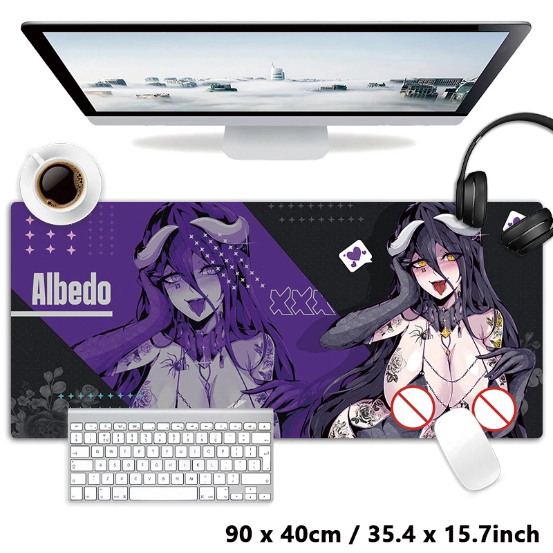 

Sexy Anime Girls Succubus Albedo Ahegao Mousepad Table Mat Gaming XXL Mouse Pad Keyboard Carpet Desktop Mat Hentai Pad