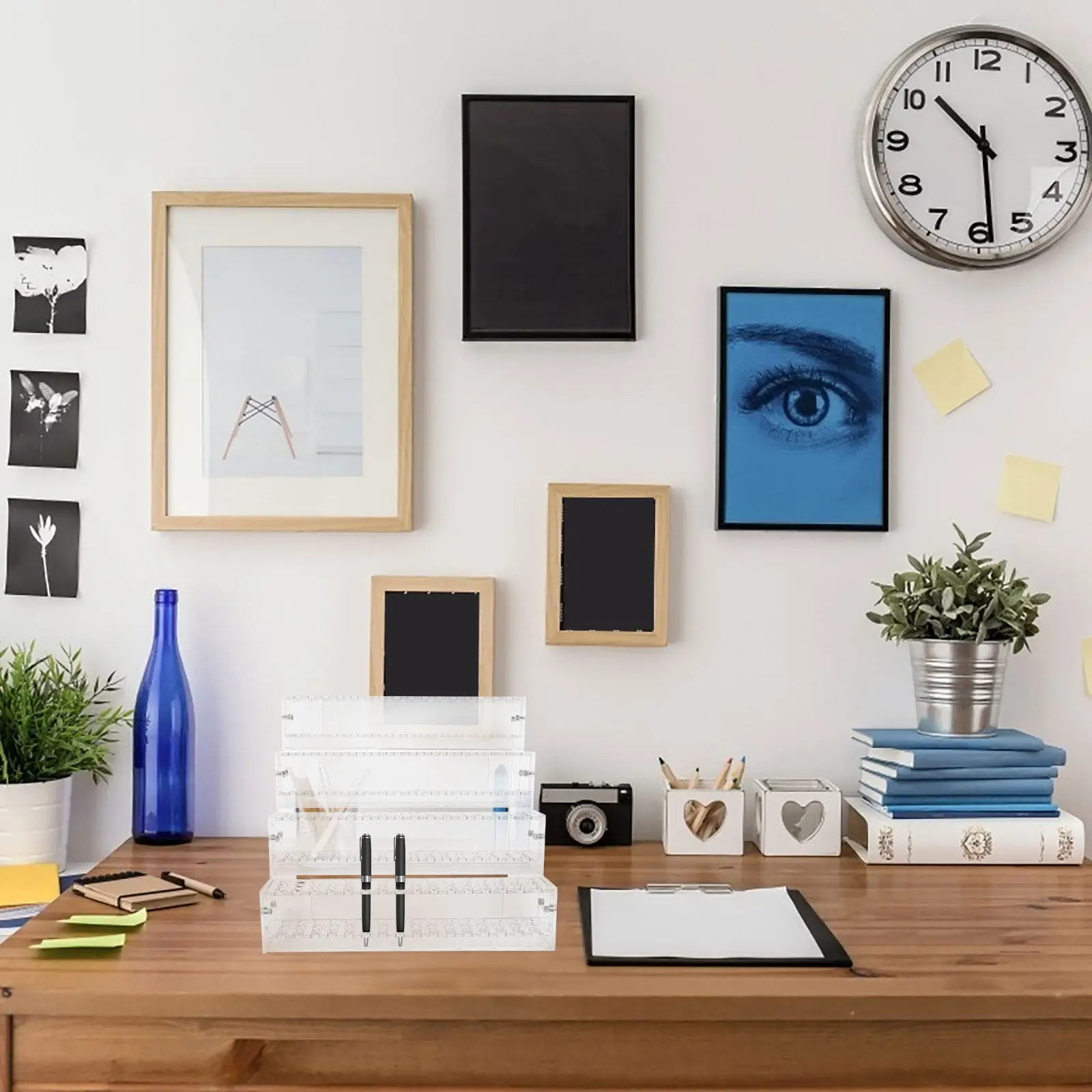 192-Slot Acrylic Pen Holder Vertical Desktop Pencil Stand Clear Fountain Pen Display Shelf Office School Organizer Storage