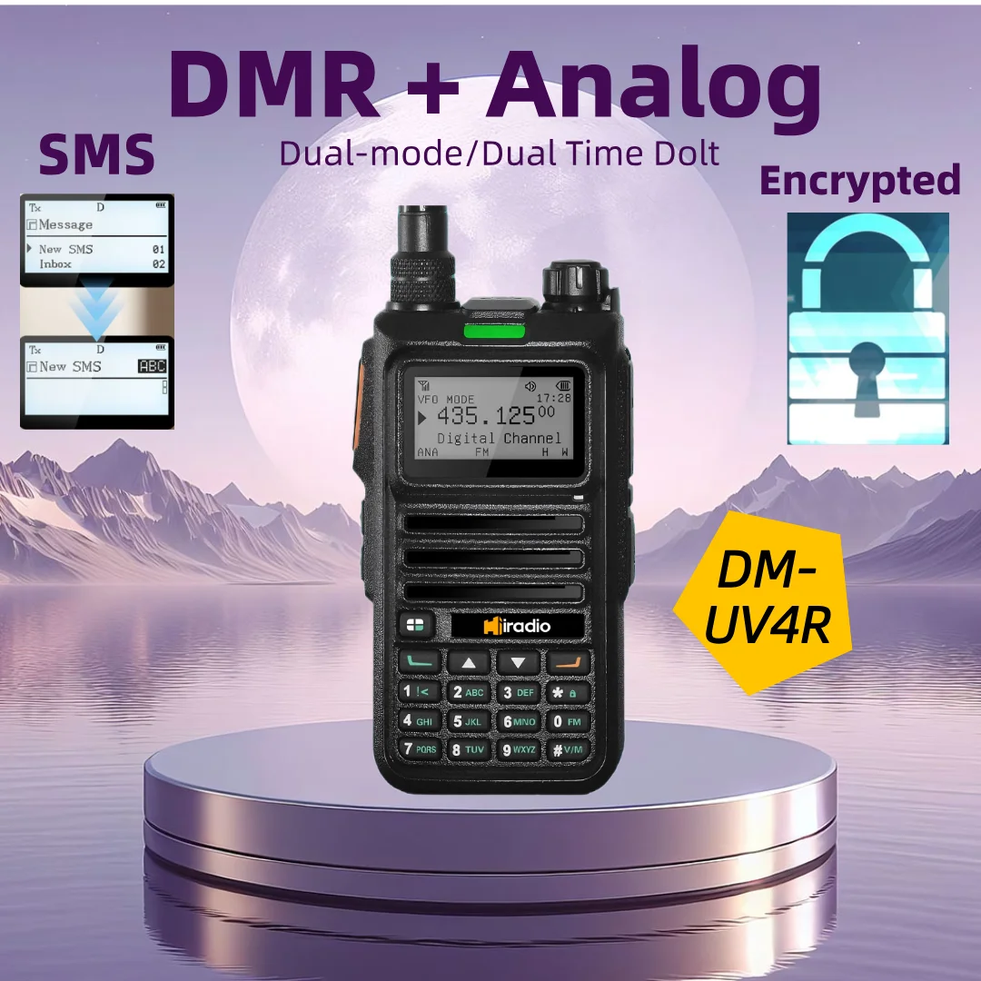 RT-UV4R Iradio Digital Walkie Talkie Dual Mode DMR /Analog Two Way Radio Dual Time Slot Ham Radio 1024Channels SMS AES NOAA DTMF