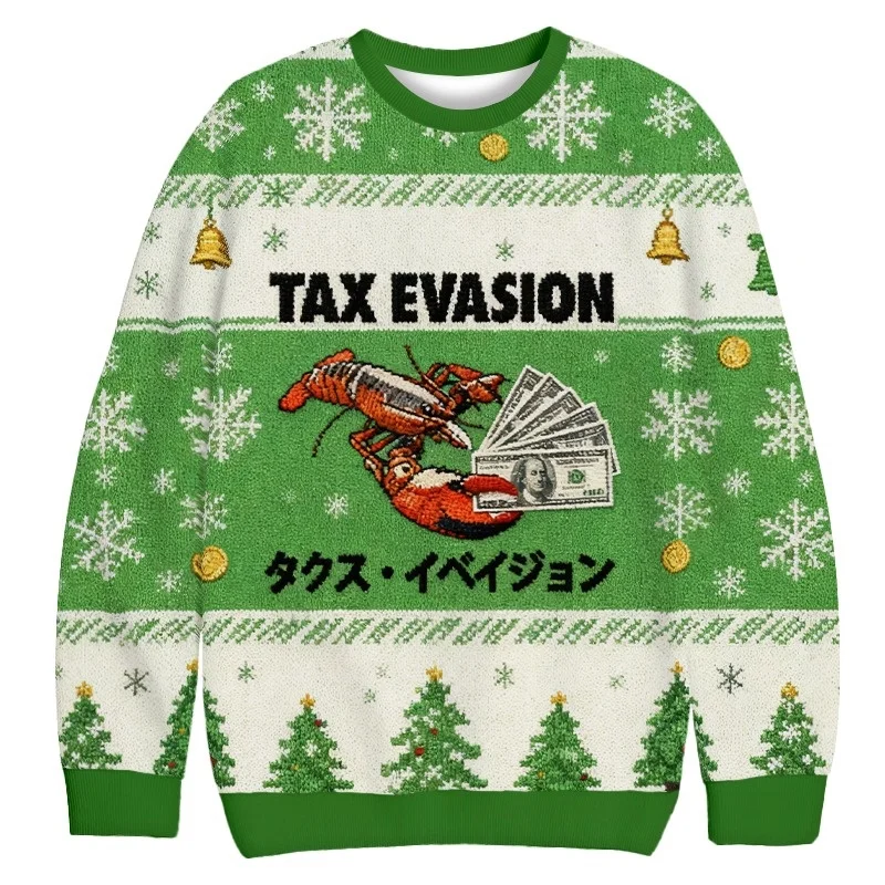 2026 New Men's 3D Printed Banknote Red, Yellow, Green Series Round Neck Pullover Sweater Autumn Ugly Sweater Family Outfit