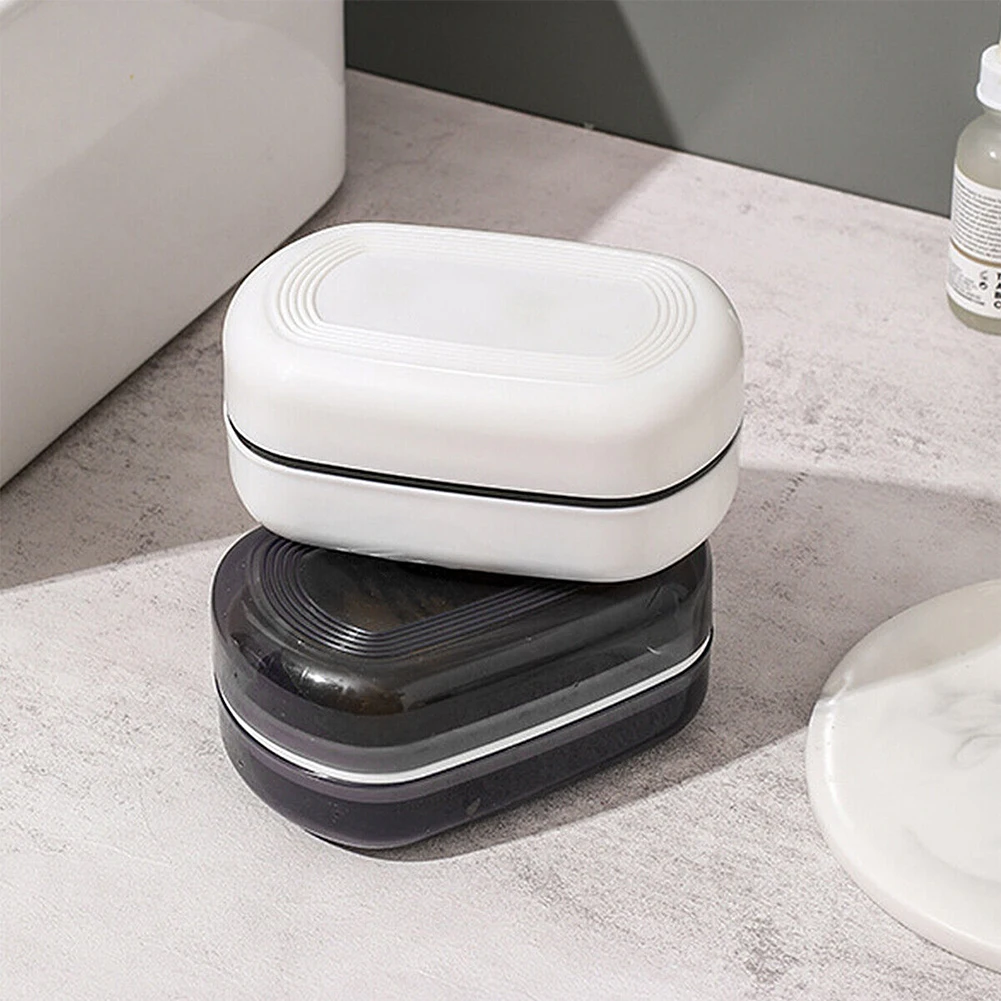 Double Layer Design Outdoor School Soap Box Dish Holder Travel White Black Reusable For Outdoor Picnic Camping