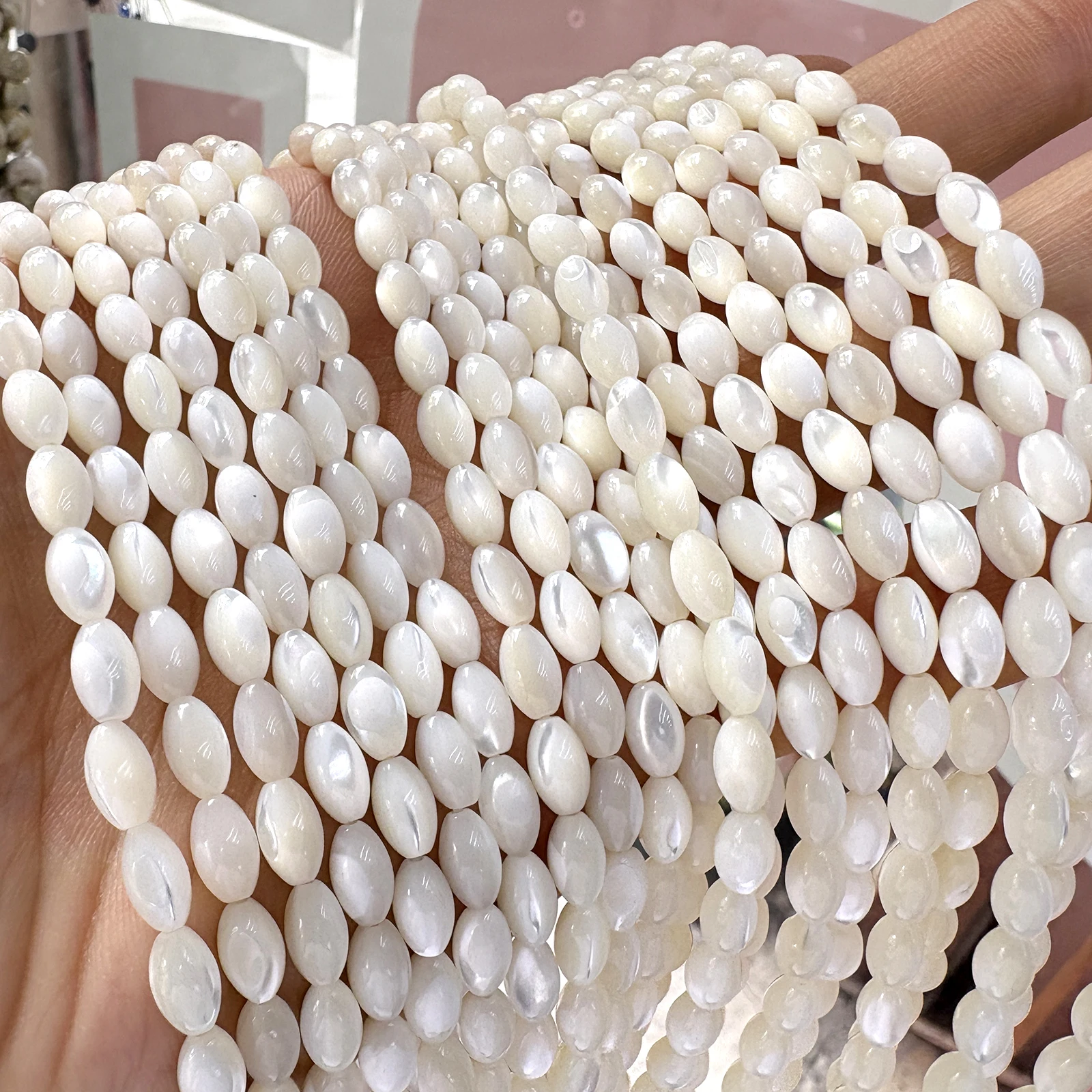 Natural White Shell Coffee Rice Beads Loose Spacer Trochidae Shell Beaded For Jewelry Making Diy Bracelet Necklace Accessories view 2