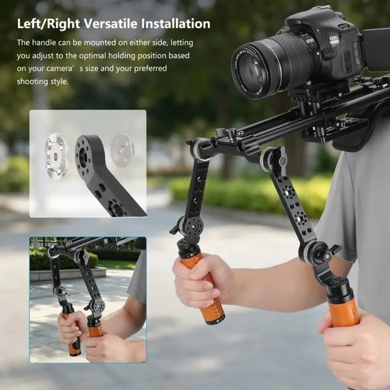 Metal Side Handle Extension Arm, Camera Handle Arm with Locking Knob and Joint Mount Structure for Grip Distance Changes in