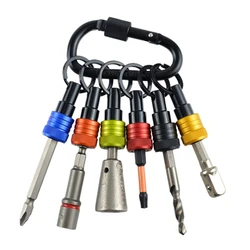Bit Holder Keychain 6Pc -1/4In Hex Shank Bit Holders -For Nut Driver,Screwdriver & Drill Bits,Include Keychain Carabiner