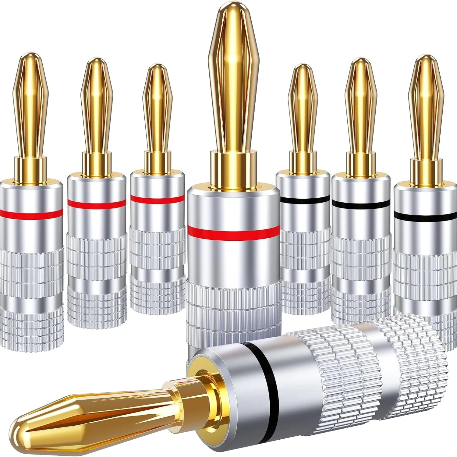 

10pcs Connector 4mm Speaker Banana Plugs 24K Copper Gold Plated 4mm Jack Match with 4mm Binding Post