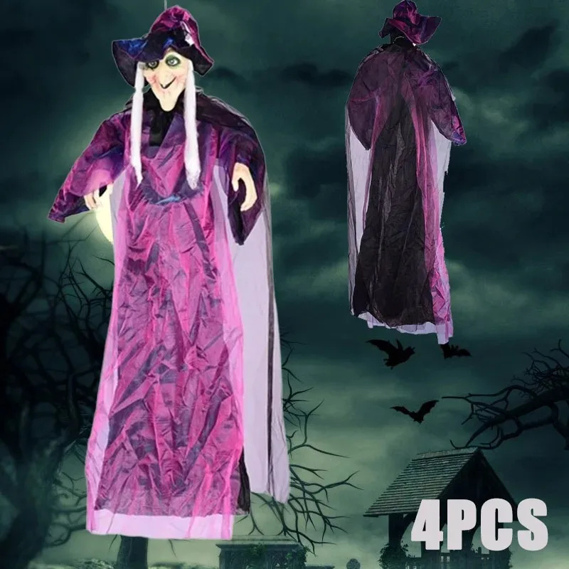 1-4PCS Halloween Dekoration Requisiten Sprachaktivierte Leuchtende Hexe Hangman Spukhaus Flucht Szene Dekoration Outdoor Dekoration