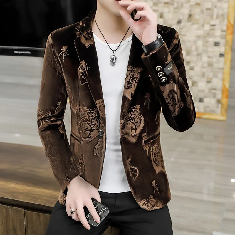 

Men's Velvet Suit Jacket, Men's Suit, Autumn and Winter Men's Tops