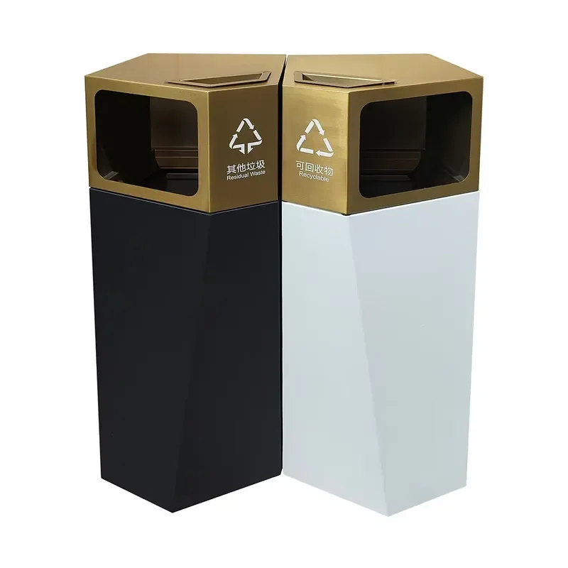 Outdoor Stainless Steel Garbage Bins Street Sorting Garbage Can Park Area Cleaning Garbage Bins School Hotel Recycling Bins