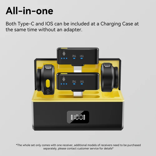 Imagen 2 del producto Micrófono inalámbrico Lavalier para teléfono micrófono de solapa magnético profesional con caja de carga reducción de ruido para grabación