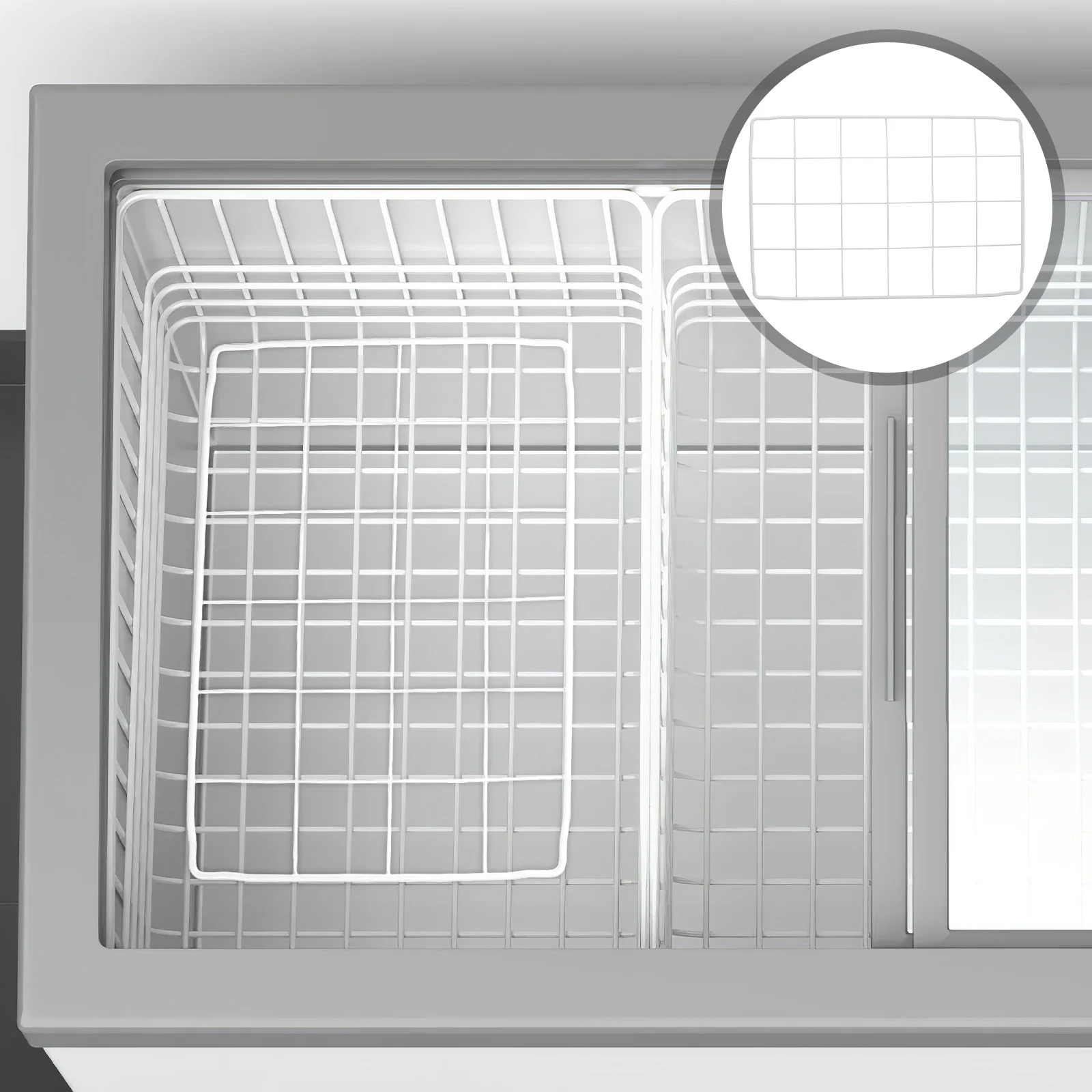 

Adjustable Shelf Organizer Ventilated Grid Design Refrigerator Ice Pop Separator Universal Fit Efficiency Chest Baskets Fridge