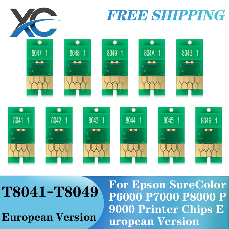 T8041-T8049 T804A T804B T804D Ink Cartridge Chip For Epson SureColor P6000 P7000 P8000 P9000 Printer Chips European Version