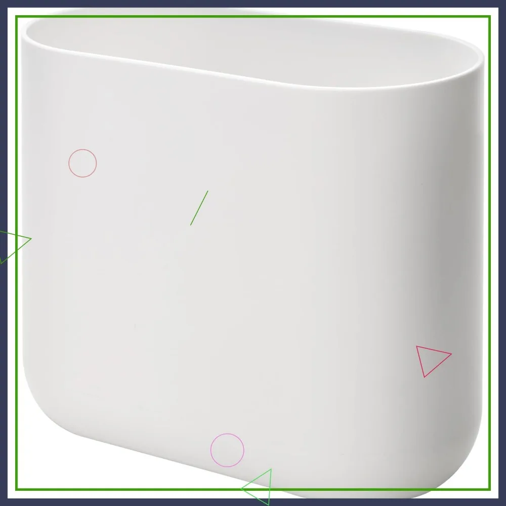 

Slim Plastic Trash Can for Bathroom, Bedroom, Office - White, Compact Design Fits Narrow Spaces
