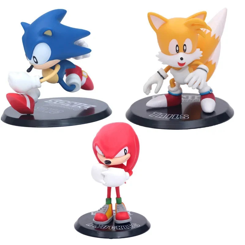 

4-5.5 Inch Sonic The Hedgehog Tails Knuckles Action Figure Collectible Classic Mighty Collectible Toy Car Decors Gifts for Kids