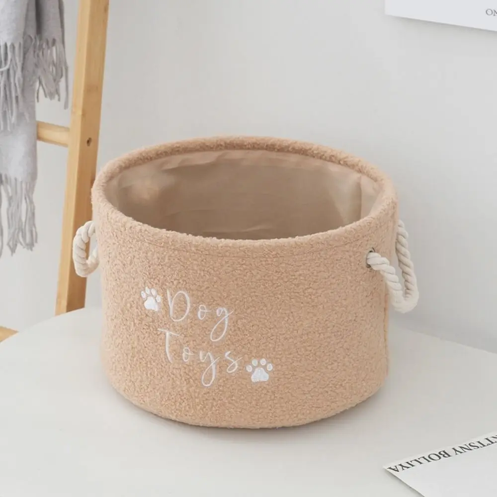 

Circular Snack Toy Storage Basket Large with Handle Plush Bucket Organizer Cute Desktop Organizer Sundries Storage Box