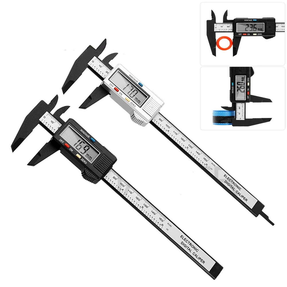

150mm Electronic Digital Caliper Carbon Fiber Dial Vernier Caliper Gauge Micrometer Measuring Tool Digital Ruler Pied a coulisse