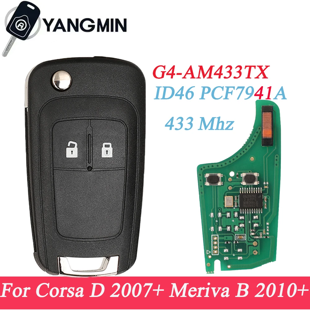 

Car Remote Key Fob for Opel Vauxhall Corsa D 2007+2012 Meriva B 2010+2014 Flip Control G4-AM433TX 433Mhz ID46-PCF7941 KEY SHELL