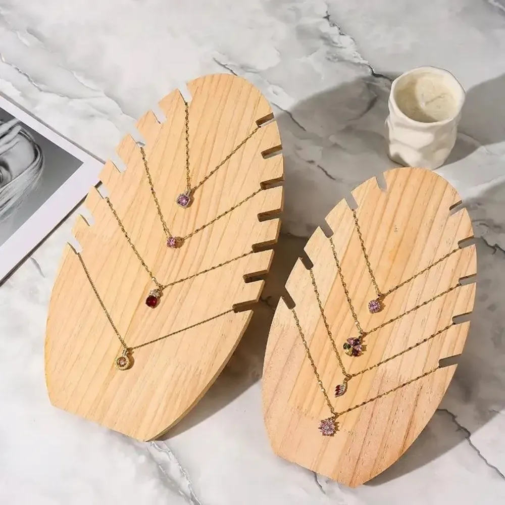 Wooden Flame Shape Necklace Display Board Jewelry Vintage Pendant Organizer Shelf Simple Stable Necklace Display Stand