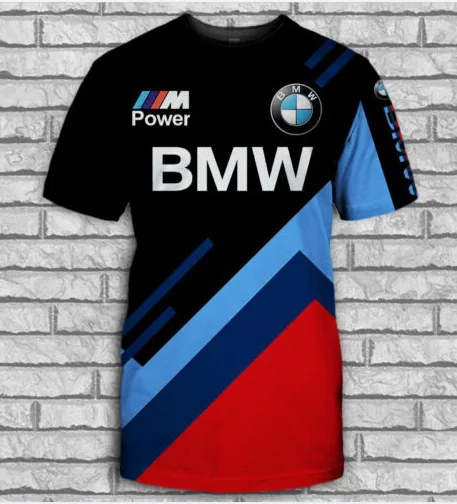 

Топ BMW Harajuku 2025, очень большая футболка с короткими рукавами, весна/лето, мужская уличная повседневная футболка с 3D принтом и круглым вырезом Sudadera Moto