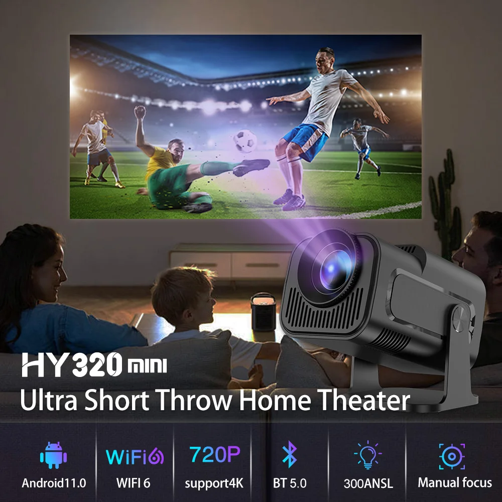 Velec 300 Ansi HY320 Mini-projector Upgrade 4K Android 11 WiFi 6 BT 5.0 Allwinner H713 Thuis Outdoor Draagbare Campingprojector
