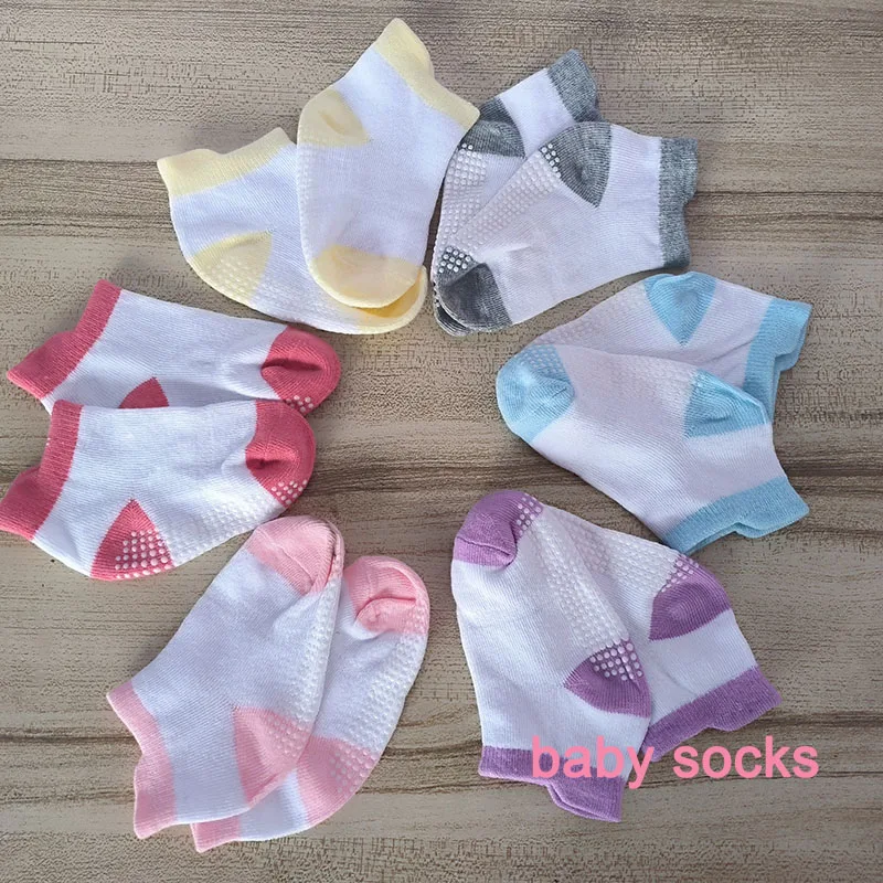 6pairs baby socks  Cotton  Absorbent and breathable Walking floor sock Children's New styles Anti friction Non slip Sweet series