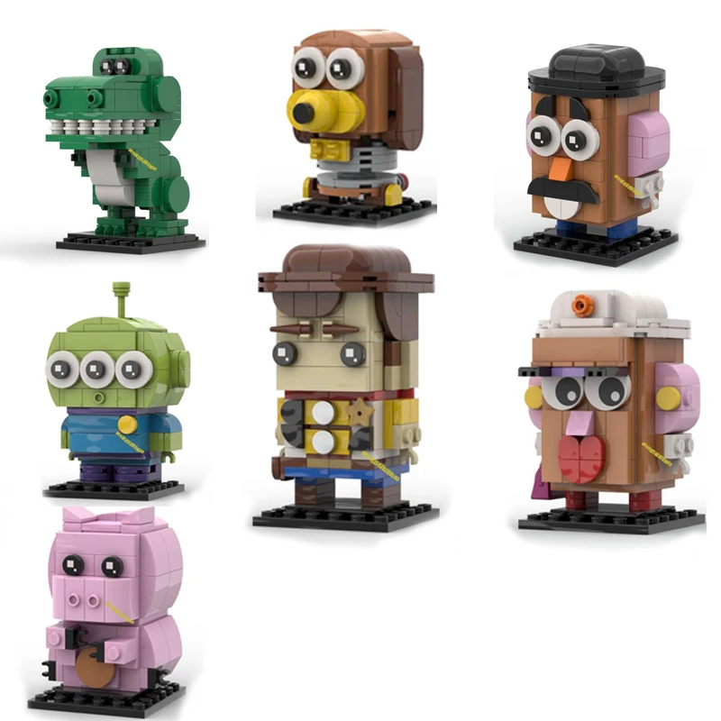 New Famous Toys Movie Series Movie Toy Storyed Character Square Head Figures Model Blocks Diy Creative Ideas Kid Birthday Gift