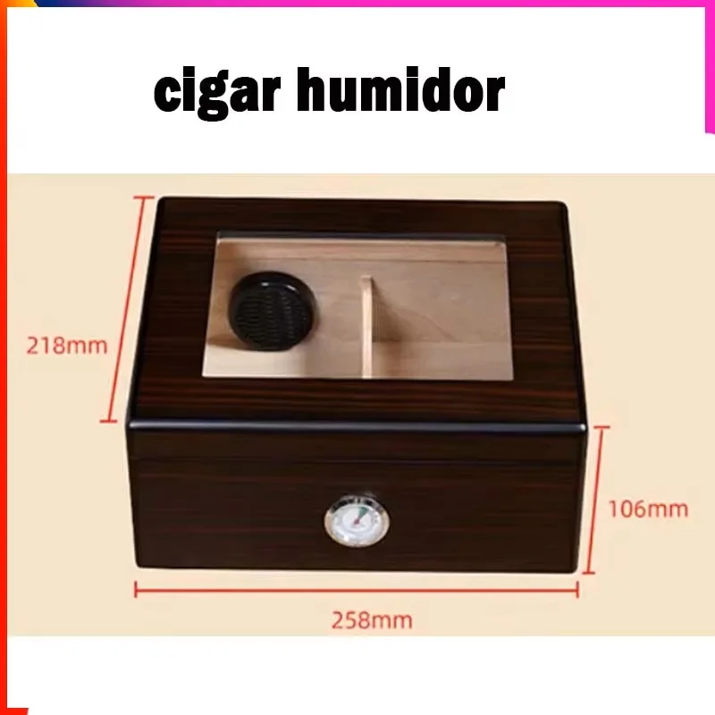 

Glass Top Cigar Box with Humidifier and Hygrometer, Cigar Accessories, Fit 50 CT Humidor, Home Storage