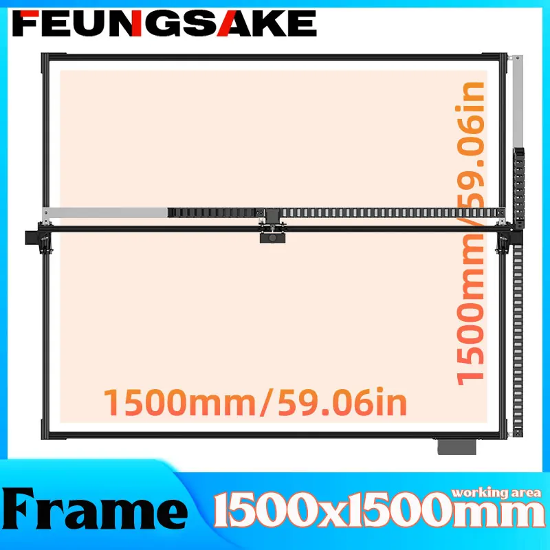 

FEUNGSAKE станок для лазерной резки, рама, комплект фрезерного станка с ЧПУ по дереву, рабочая зона 1500x1500 мм, лазерный гравер и резак для дерева