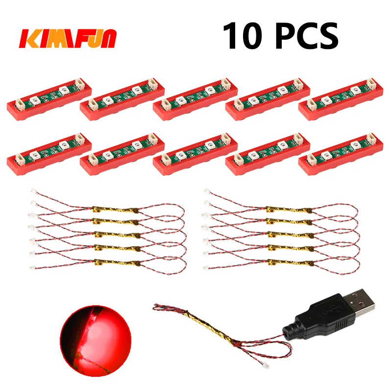 10 Stück 0,8mm Pin RGB LED für LEGO Bausteine USB-Lampe DIY Straßenbeleuchtung Stadt Elektrische Dekoration 1X1 Stein Kompatibel mit Allen Marken