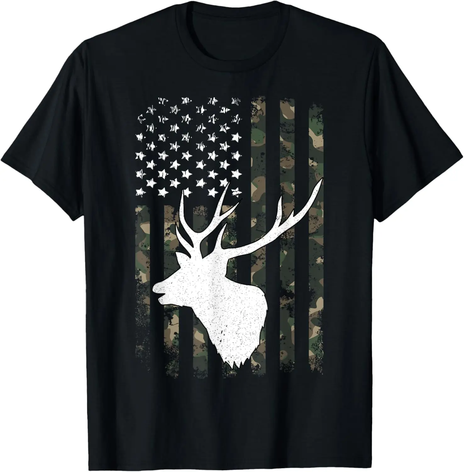 

Whitetail Buck Deer Hunting Shirt American Vintage USA Flag T-Shirt