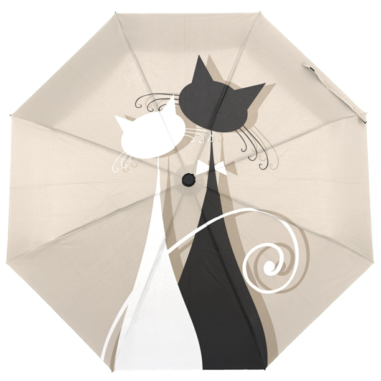 

Fully Automatic Three Folding Umbrella Rain Women Children Cartoon Cat Printing Umbrella Sunscreen Anti-UV Portable Parasol