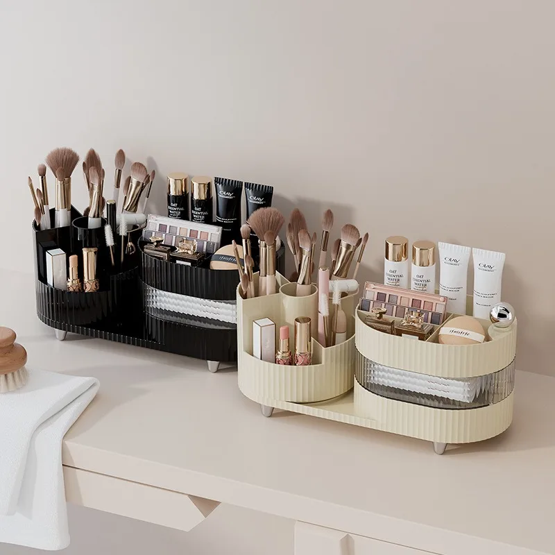 Rotatable Cosmetics Storage Box Dresser Table Large-Capacity Pen Container Eye Shadow Lipstick Compartment Storage Rack