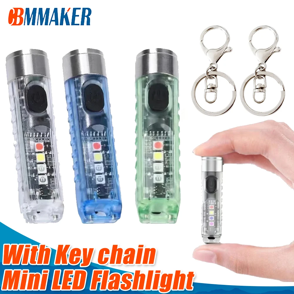 Mini LED Flashlight Waterproof Camping Flashlight Keychain Portable Magnet Multi-function Fast Charging Strong Light Flashlight