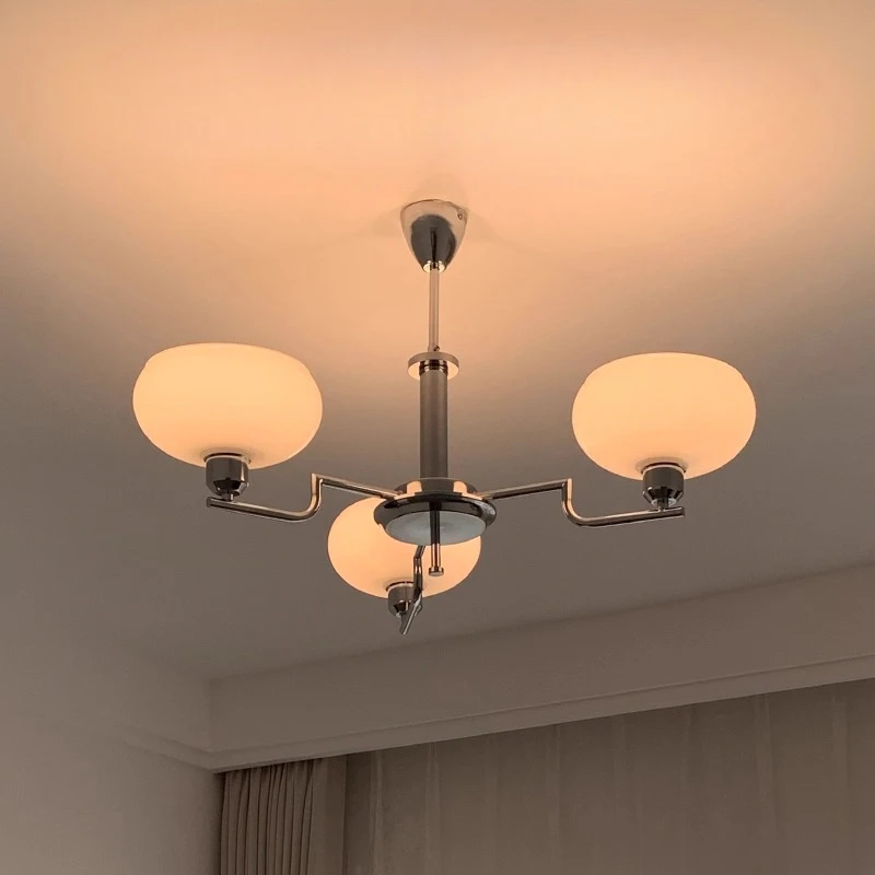 التصميم الفرنسي خمر باوهاوس الثريات LED E27 الحديد الفن كريم الرياح الزجاج قلادة ضوء غرفة المعيشة مطعم غرفة نوم الاستوديو #3