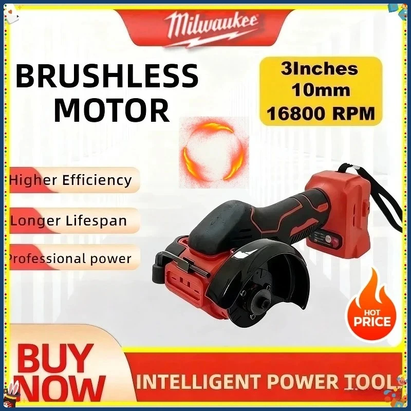 Milwaukee Cordless Grinding Polishing Machine Brushless Electric Diamond Cutting Grinder Power Tools 3 Inch Mini Angle Grinder